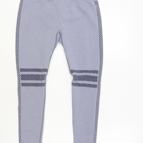 SheIn Womens Blue Striped Nylon Compression Leggings Size S L26 in Regular Pullover