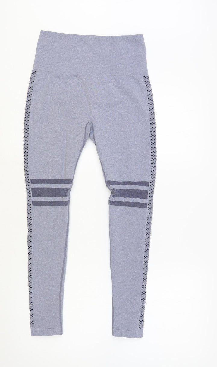 SheIn Womens Blue Striped Nylon Compression Leggings Size S L26 in Regular Pullover