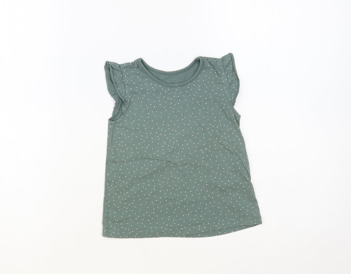 George Baby Green Polka Dot Cotton Basic Tank Size 12-18 Months Crew Neck Pullover