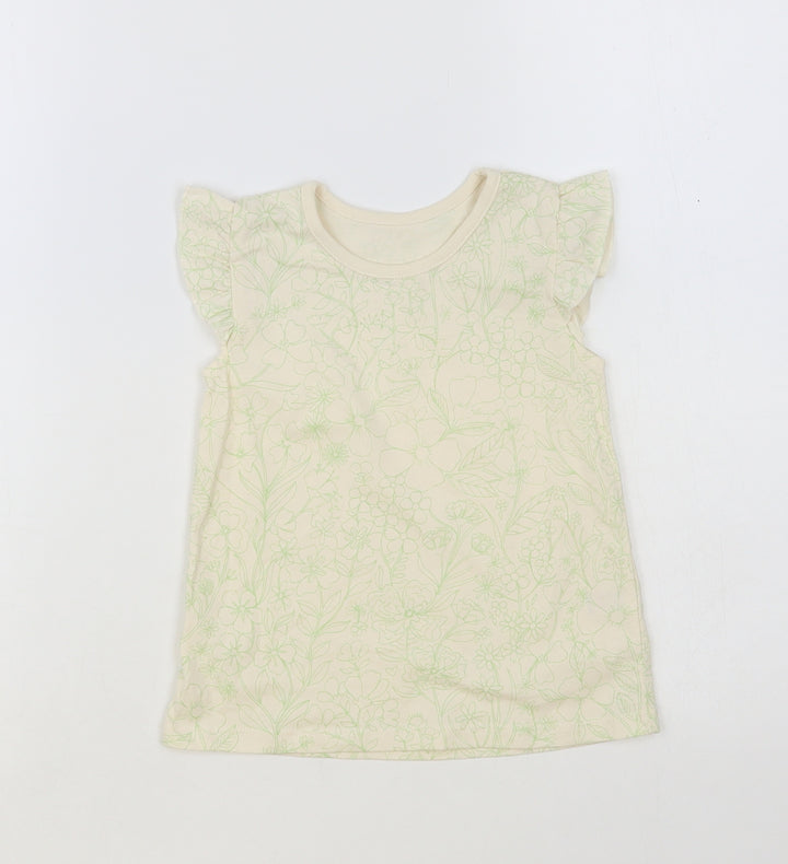 George Baby Ivory Floral Cotton Basic Tank Size 12-18 Months Crew Neck Pullover