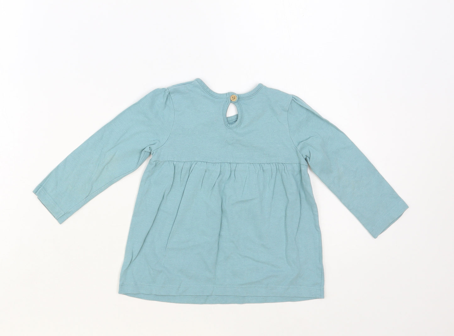 George Baby Blue Cotton Basic Blouse Size 9-12 Months Crew Neck Button