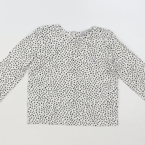 Primark Baby White Spotted Cotton Basic T-Shirt Size 12-18 Months Crew Neck Button