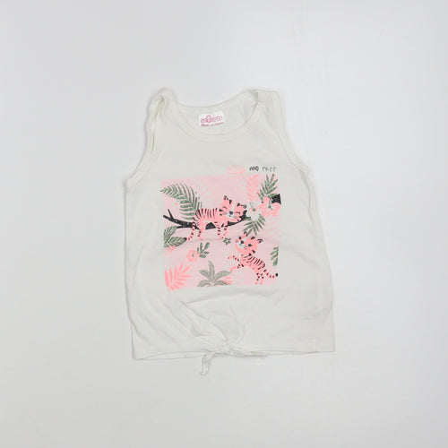 So Cute Baby White Cotton Pullover Tank Size 12-18 Months Crew Neck Pullover - Cute Tigers