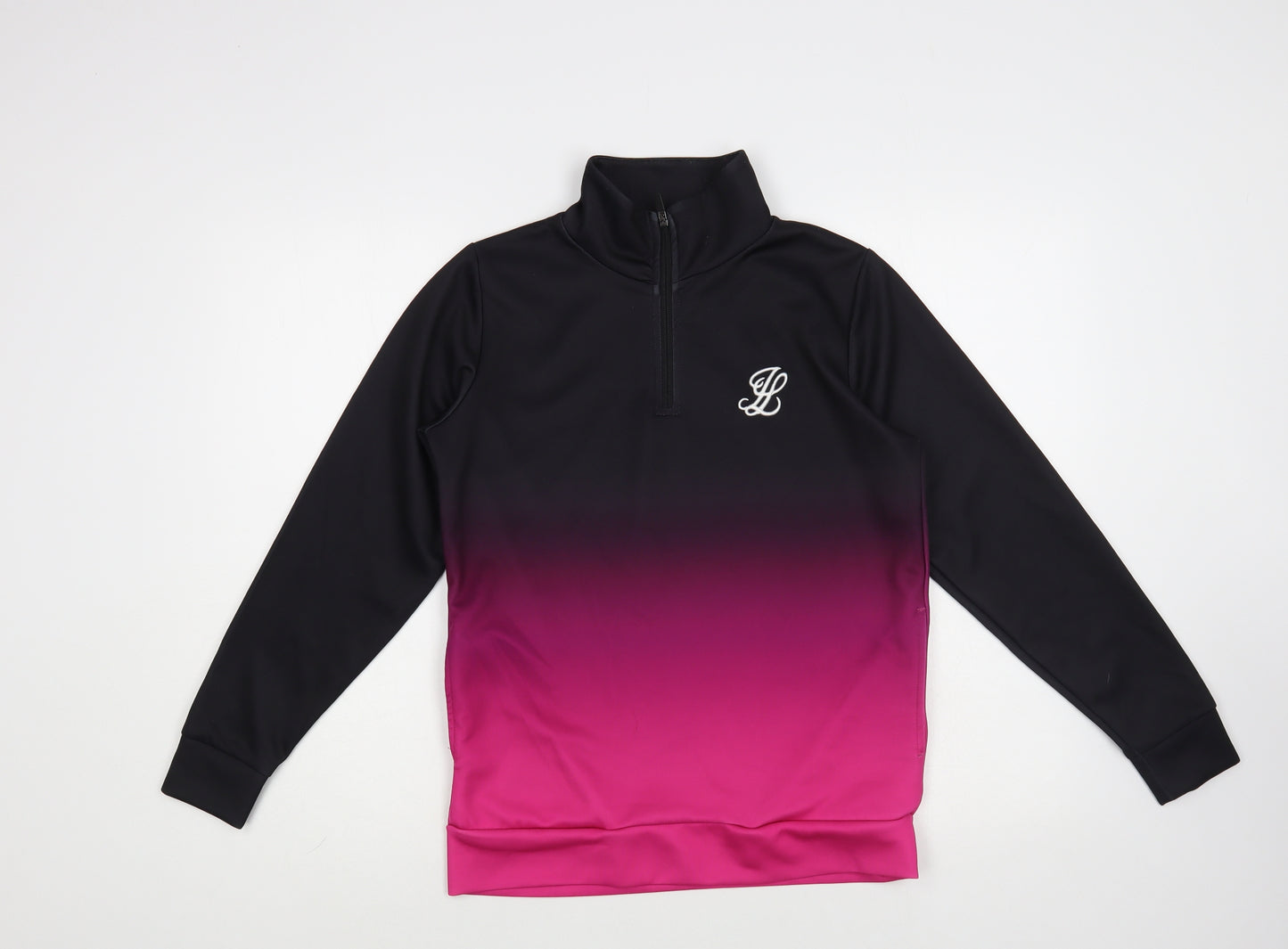 Illusive Boys Black Colourblock Polyester Pullover Sweatshirt Size 13-14 Years Zip