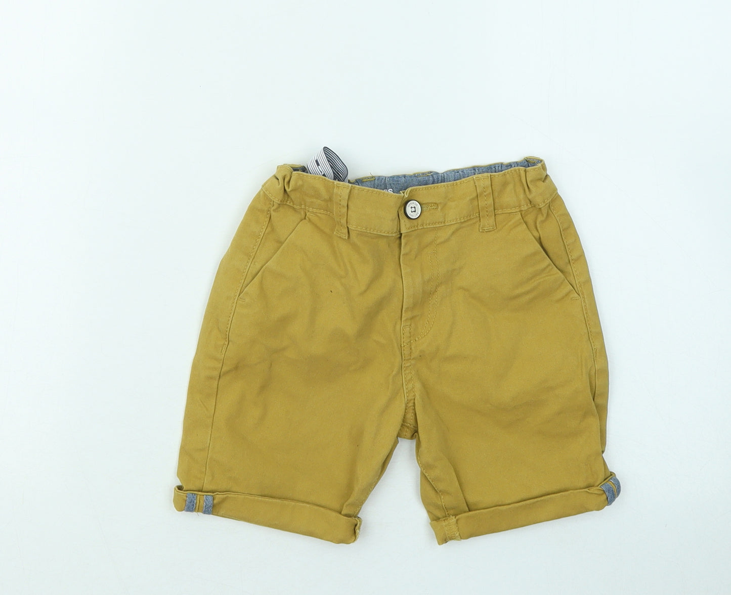 Denim & Co. Boys Yellow Cotton Chino Shorts Size 5-6 Years Regular Zip