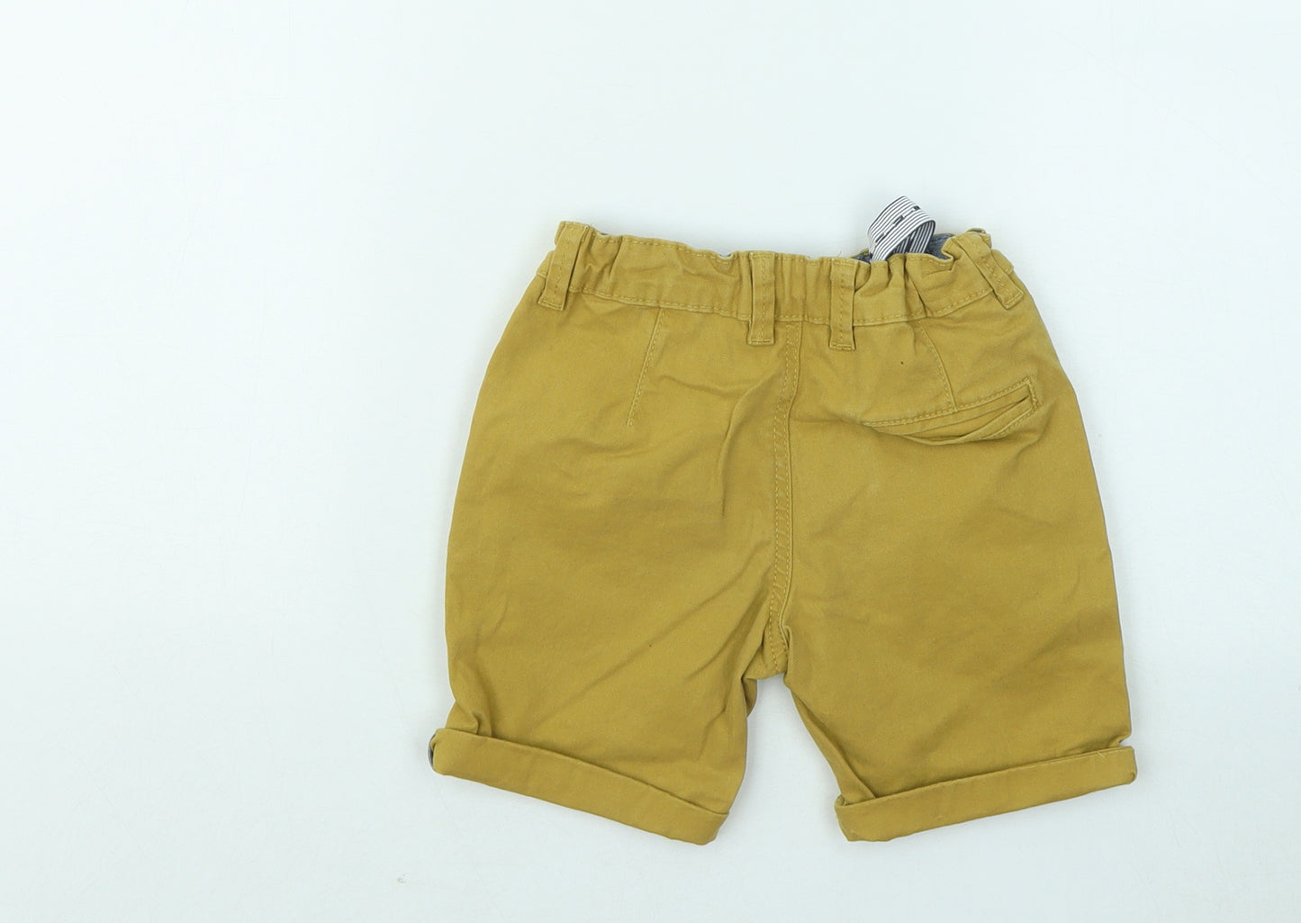 Denim & Co. Boys Yellow Cotton Chino Shorts Size 5-6 Years Regular Zip