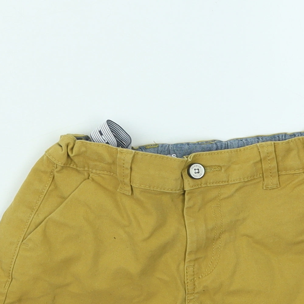 Denim & Co. Boys Yellow Cotton Chino Shorts Size 5-6 Years Regular Zip