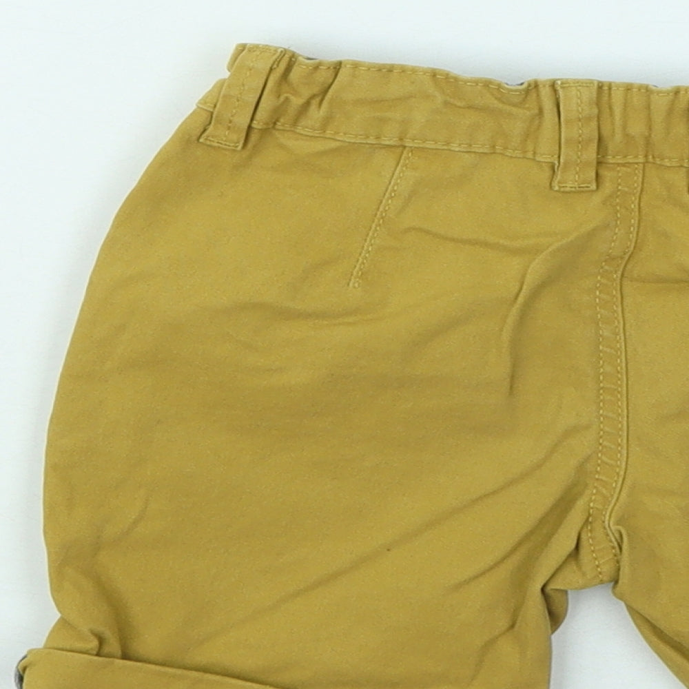 Denim & Co. Boys Yellow Cotton Chino Shorts Size 5-6 Years Regular Zip