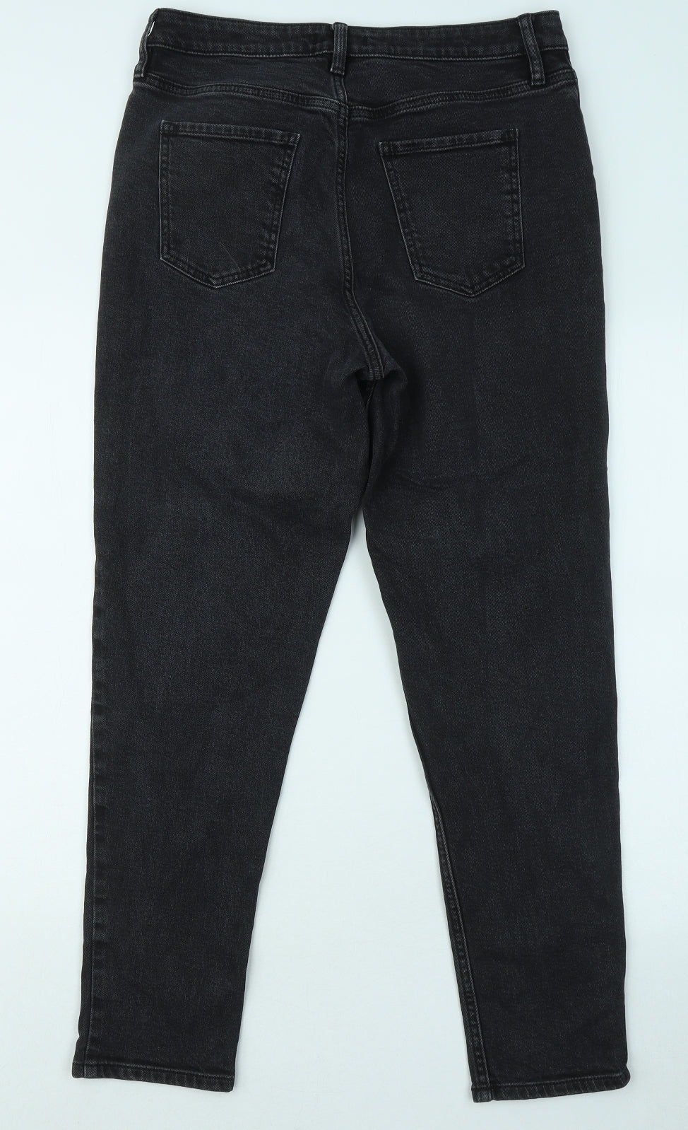 F&F Womens Grey Cotton Straight Jeans Size 12 L27 in Regular Zip