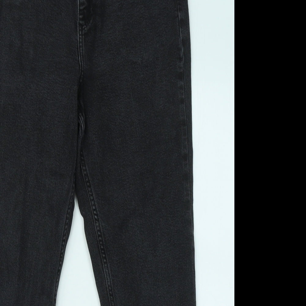 F&F Womens Grey Cotton Straight Jeans Size 12 L27 in Regular Zip
