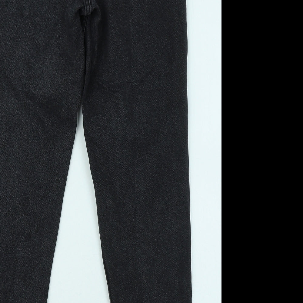 F&F Womens Grey Cotton Straight Jeans Size 12 L27 in Regular Zip