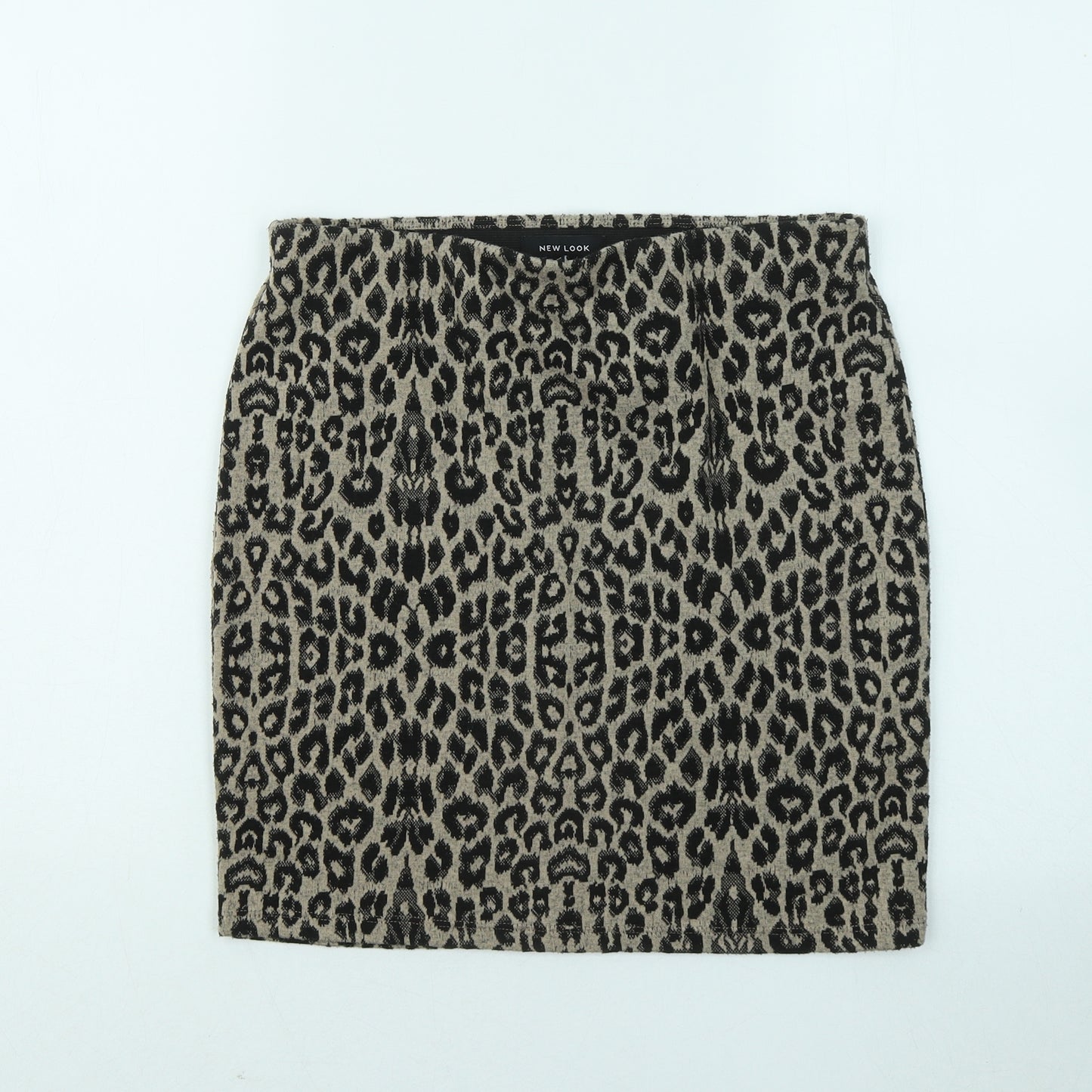 New Look Womens Beige Animal Print Polyester Mini Skirt Size 10