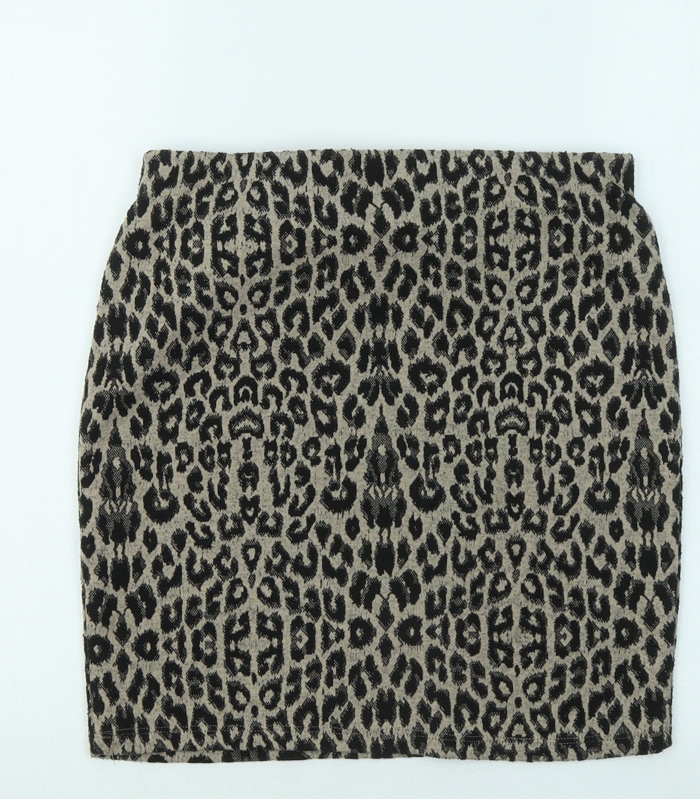 New Look Womens Beige Animal Print Polyester Mini Skirt Size 10