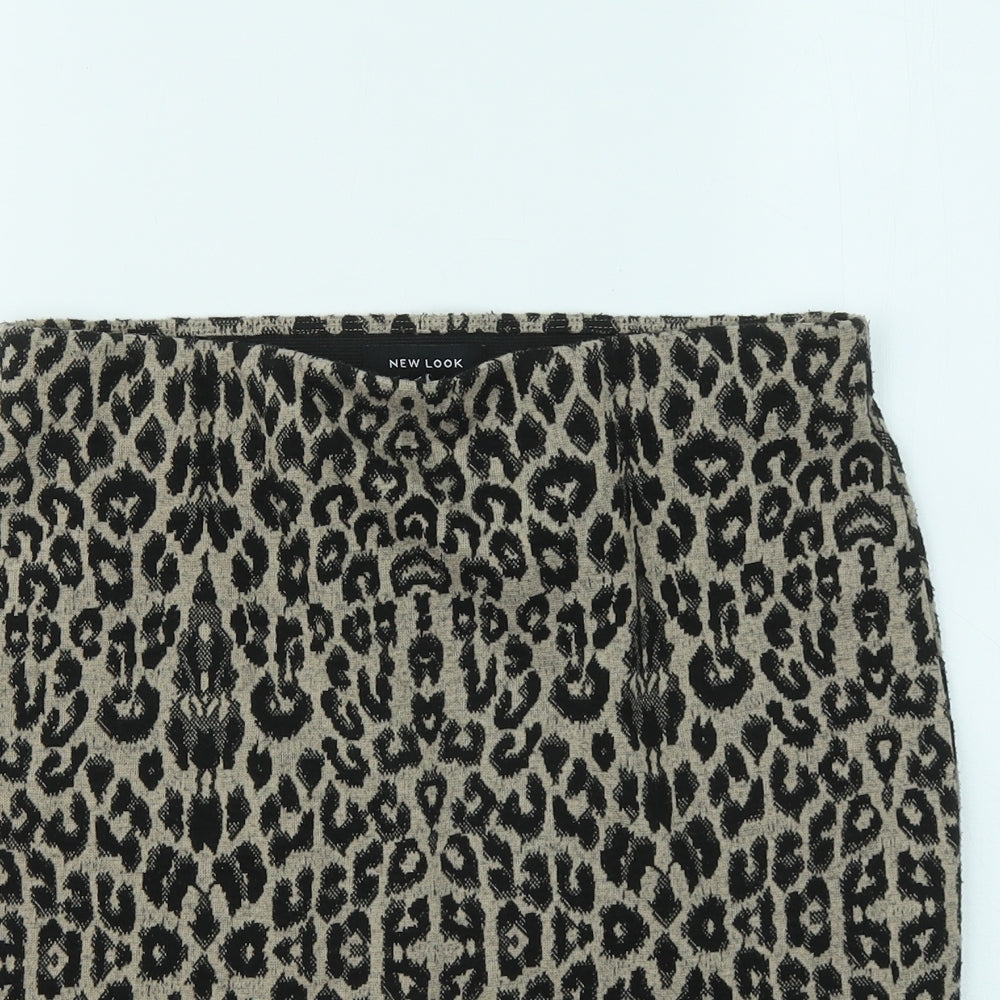 New Look Womens Beige Animal Print Polyester Mini Skirt Size 10