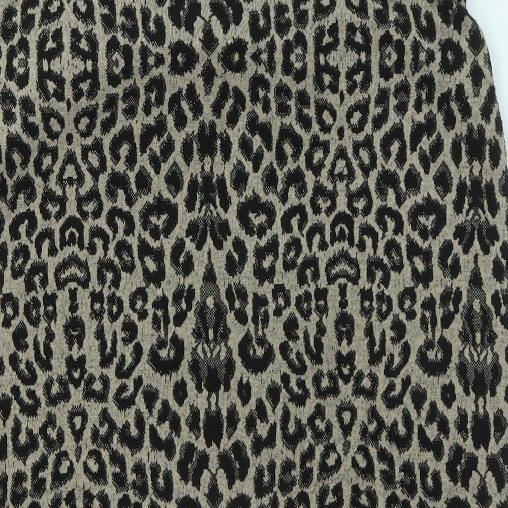 New Look Womens Beige Animal Print Polyester Mini Skirt Size 10