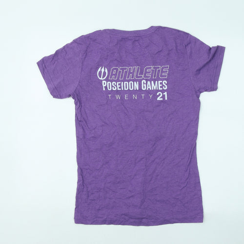 Poseidon Athlete Womens Purple Cotton Basic T-Shirt Size M Round Neck