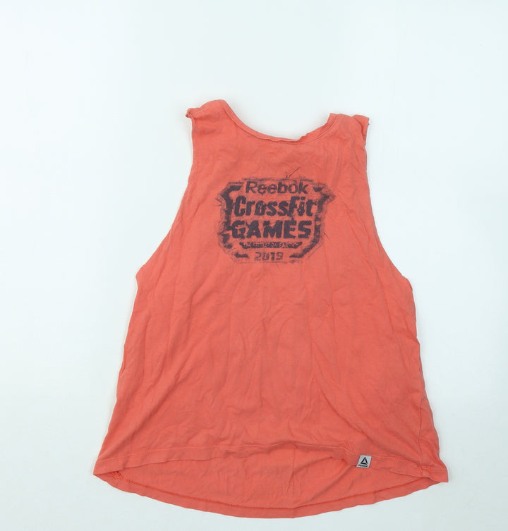 Reebok Womens Orange Cotton Basic Tank Size S Round Neck - Crossfit