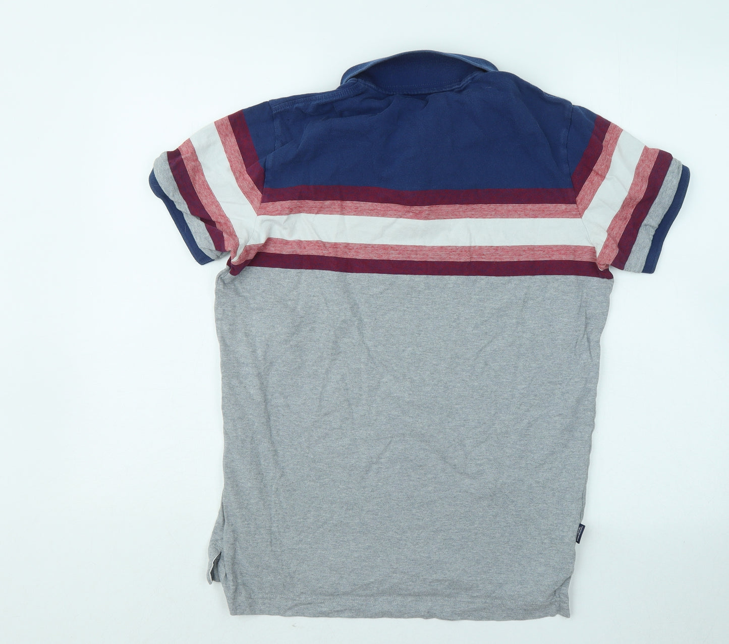 Superdry Mens Multicoloured Striped Cotton Polo Size M Collared Button