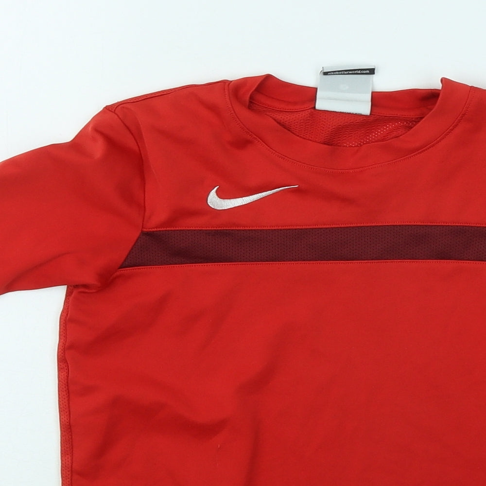 Nike Boys Red Polyester Basic T-Shirt Size 8-9 Years Round Neck