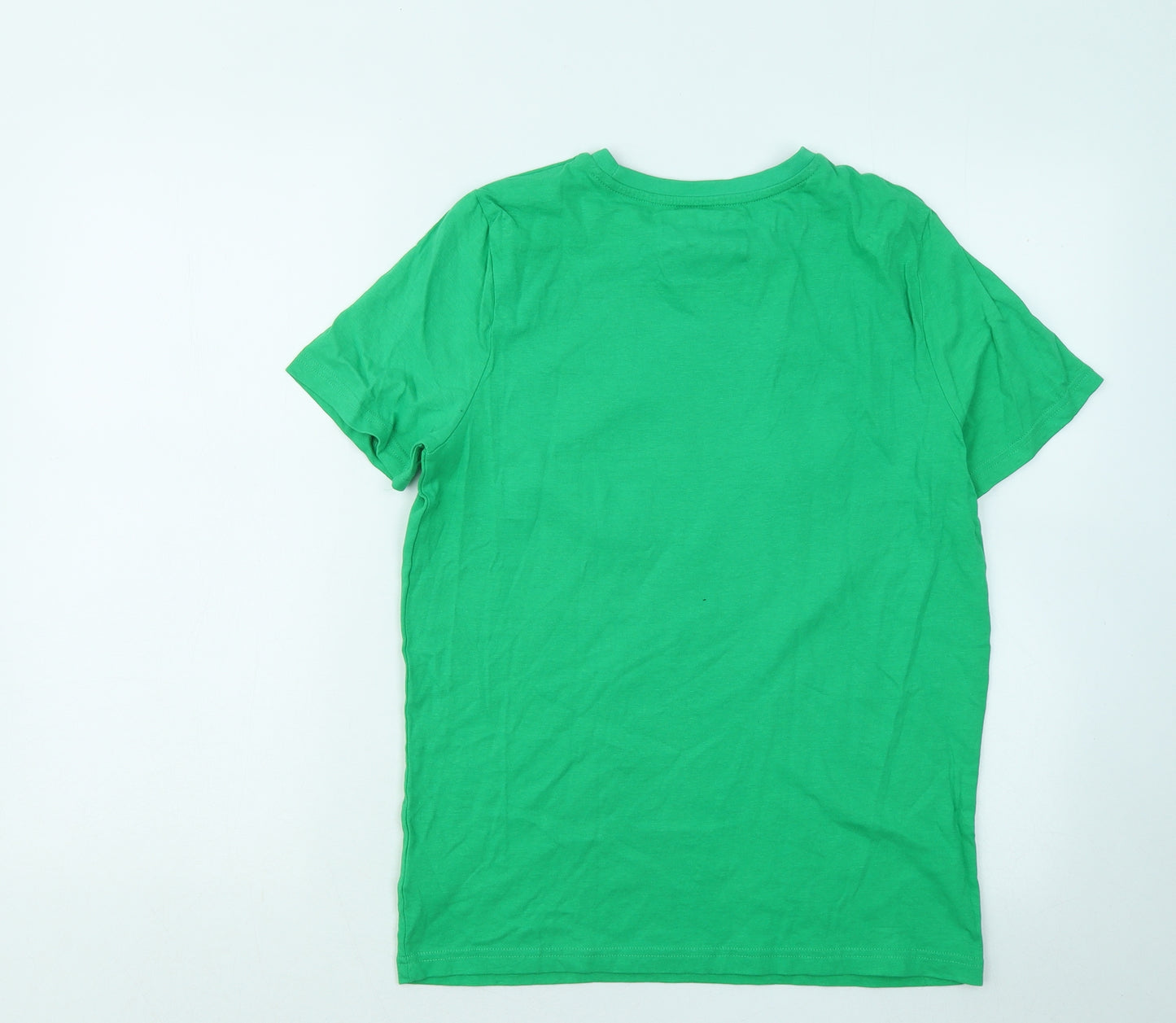 F&F Boys Green Cotton Basic T-Shirt Size 13 Years Round Neck - Minecraft