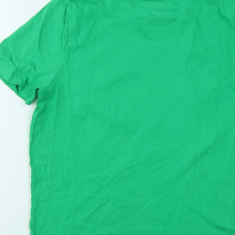F&F Boys Green Cotton Basic T-Shirt Size 13 Years Round Neck - Minecraft
