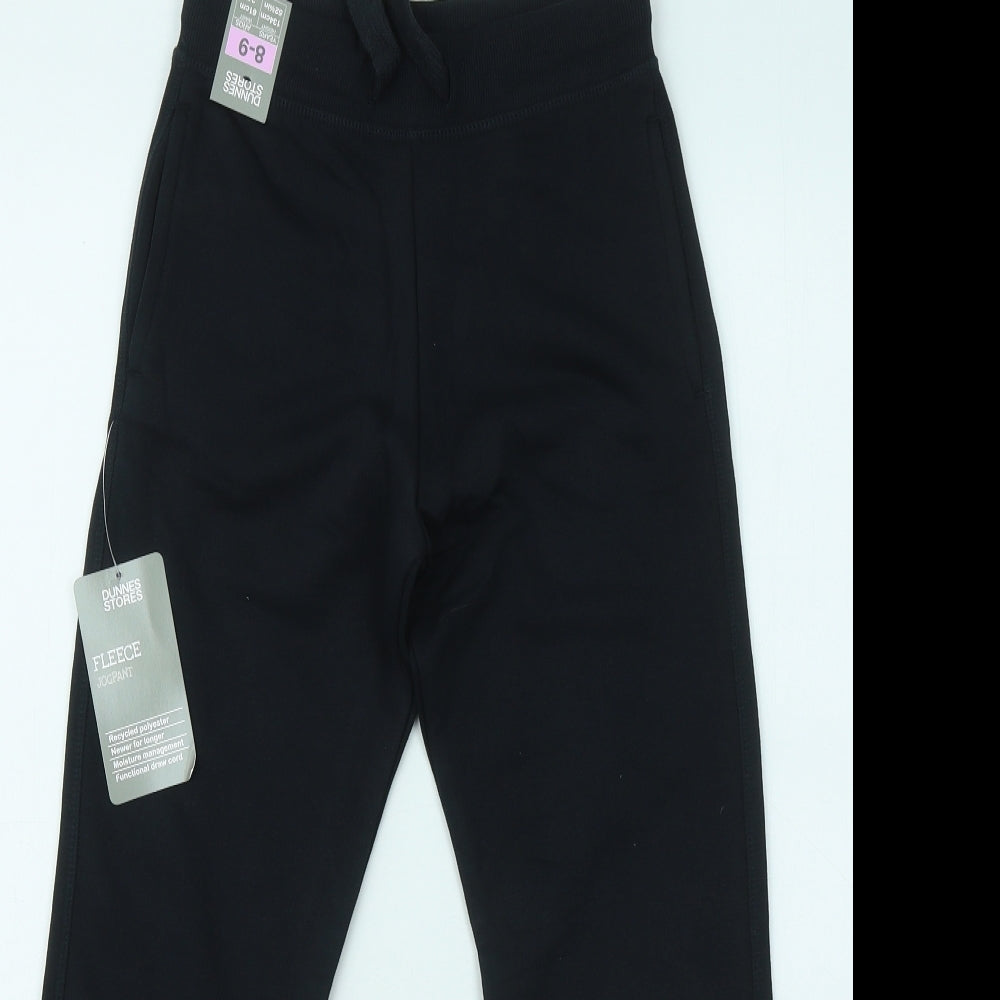 Dunnes Stores Boys Black Cotton Jogger Trousers Size 8-9 Years Regular Drawstring