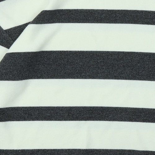F&F Womens White Round Neck Striped Polyester Pullover Jumper Size S