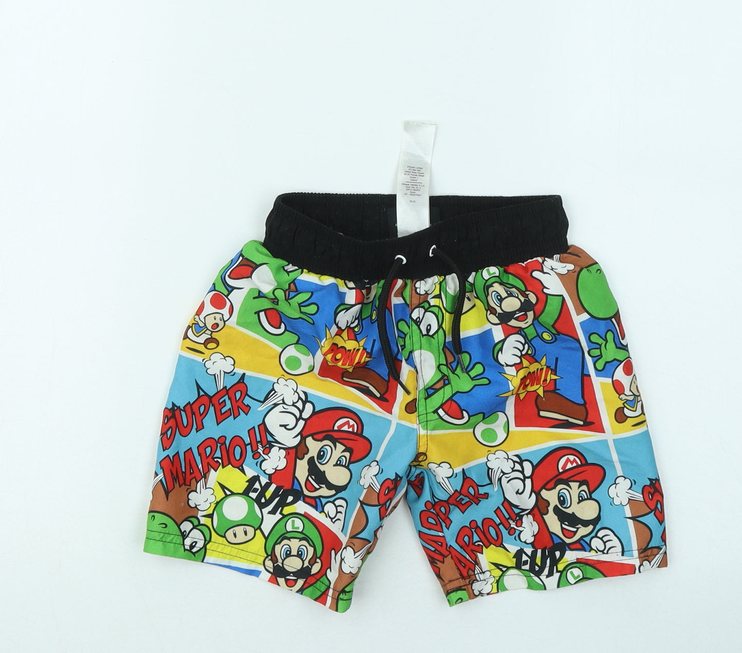 Primark Boys Multicoloured Geometric Polyester Sweat Shorts Size 4-5 Years Regular Drawstring - Super Mario