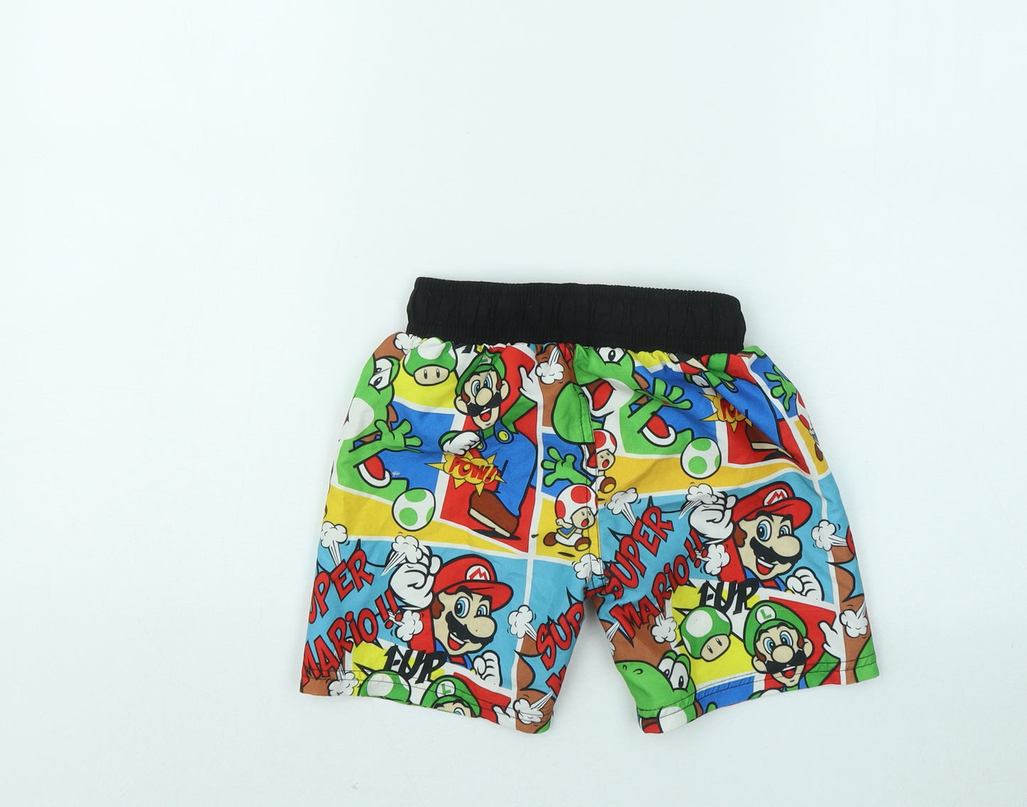 Primark Boys Multicoloured Geometric Polyester Sweat Shorts Size 4-5 Years Regular Drawstring - Super Mario