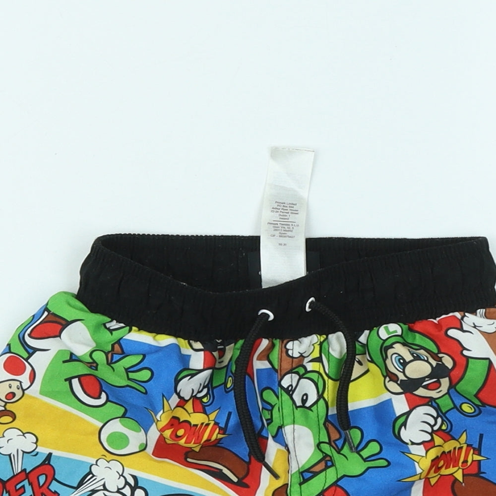 Primark Boys Multicoloured Geometric Polyester Sweat Shorts Size 4-5 Years Regular Drawstring - Super Mario