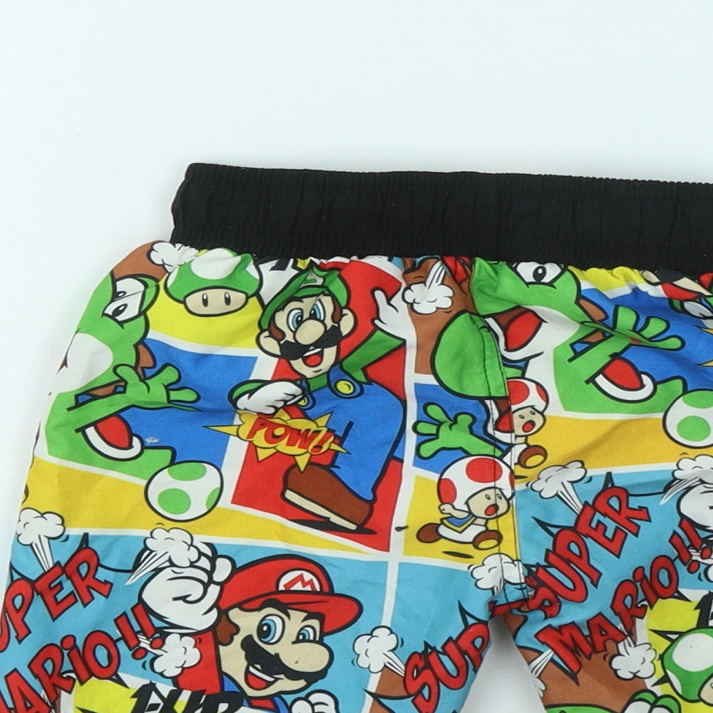 Primark Boys Multicoloured Geometric Polyester Sweat Shorts Size 4-5 Years Regular Drawstring - Super Mario
