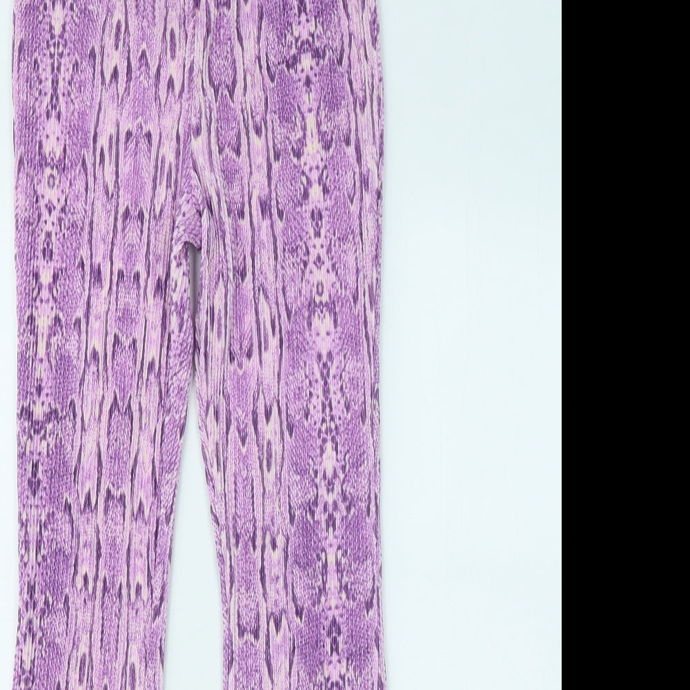 Primark Womens Purple Geometric Polyester Trousers Size 10 L30 in Regular