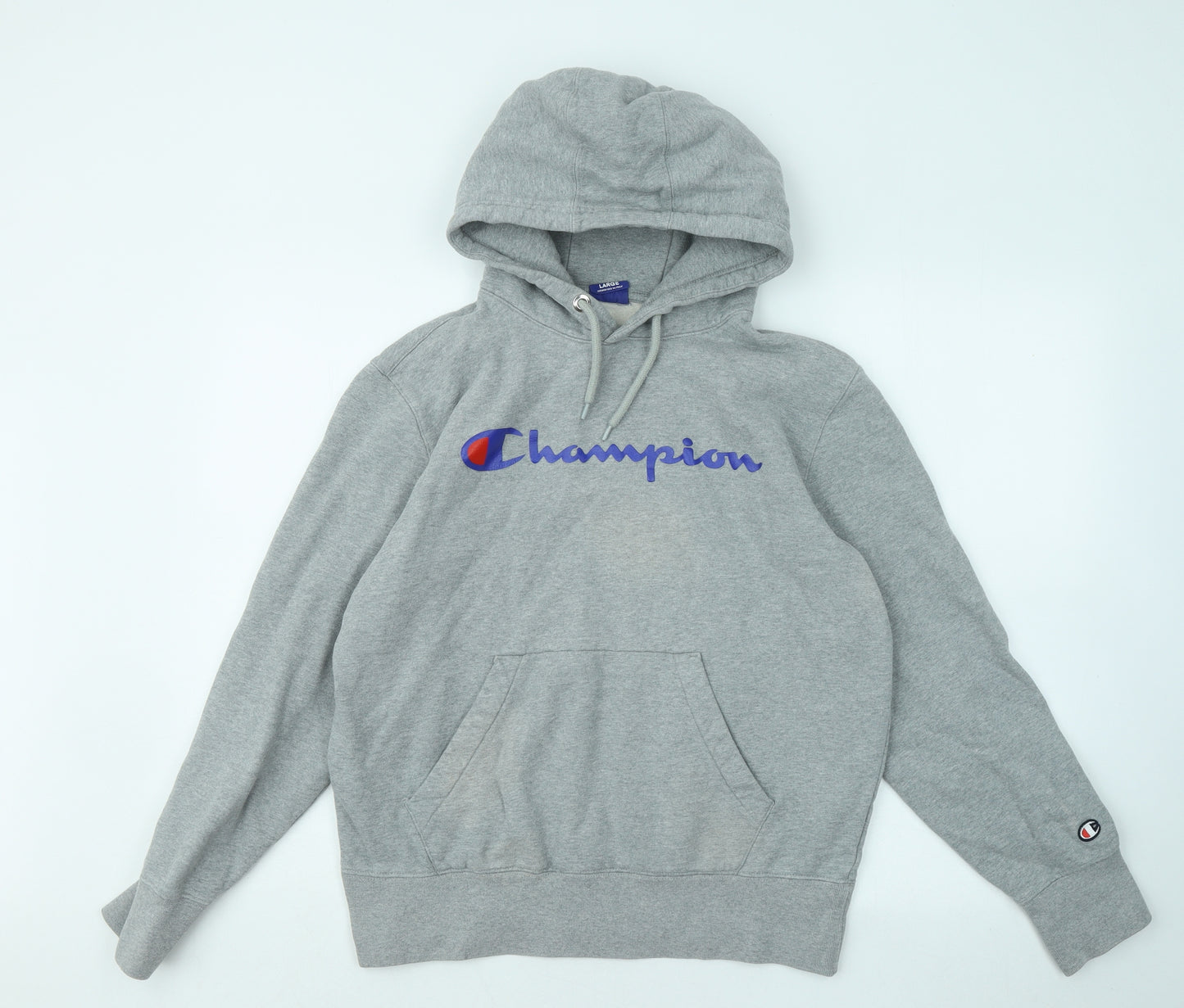 Champion Mens Grey Cotton Pullover Hoodie Size L