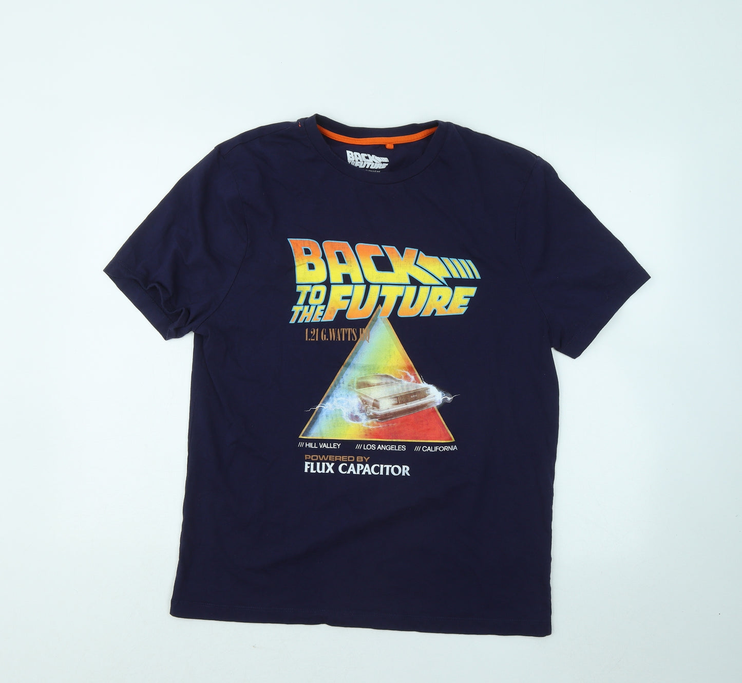 Primark Mens Blue Cotton T-Shirt Size XL Round Neck - Back To The Future