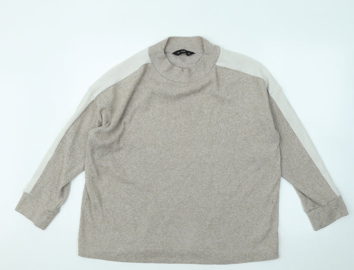 F&F Womens Beige Round Neck Polyester Pullover Jumper Size 14