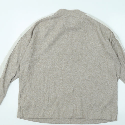 F&F Womens Beige Round Neck Polyester Pullover Jumper Size 14