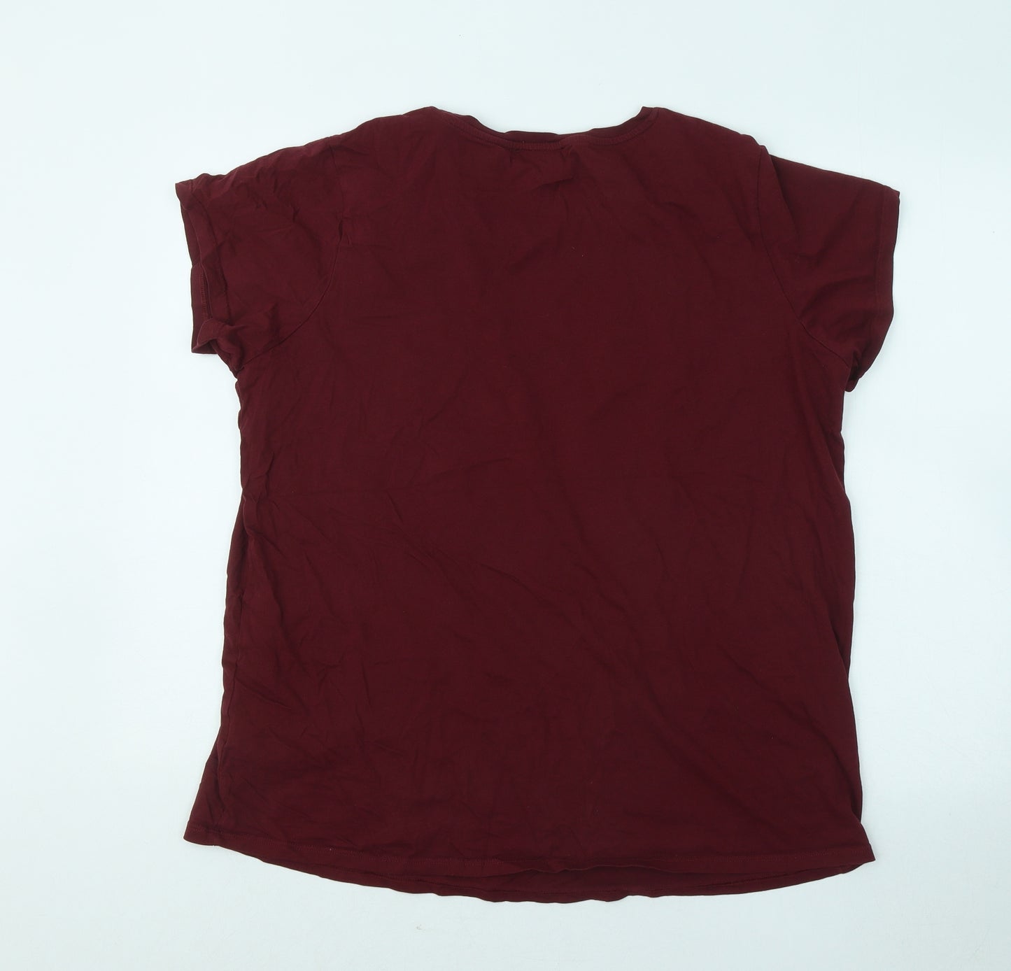 New Look Womens Red Cotton Basic T-Shirt Size 22 Round Neck