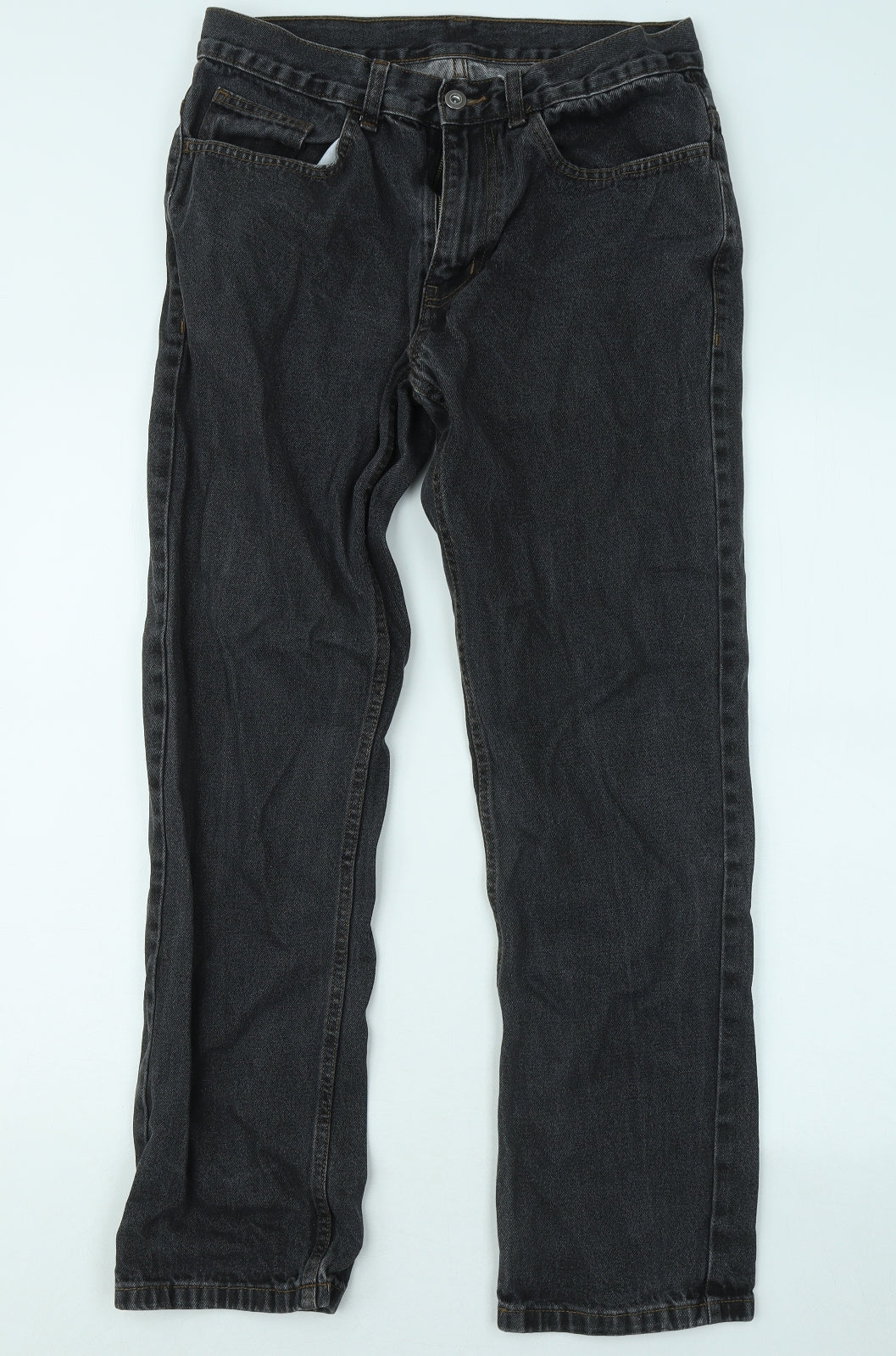 George Mens Black Cotton Straight Jeans Size 32 in L32 in Regular Zip
