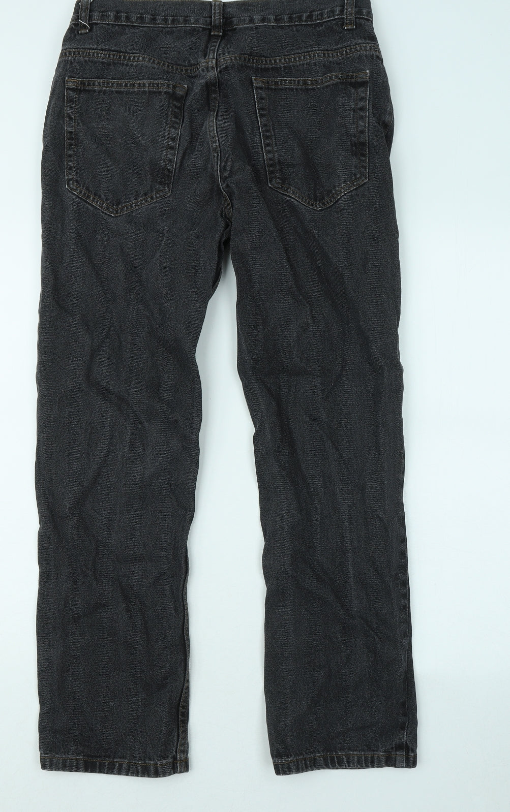 George Mens Black Cotton Straight Jeans Size 32 in L32 in Regular Zip