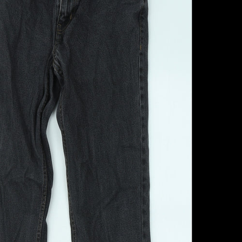 George Mens Black Cotton Straight Jeans Size 32 in L32 in Regular Zip