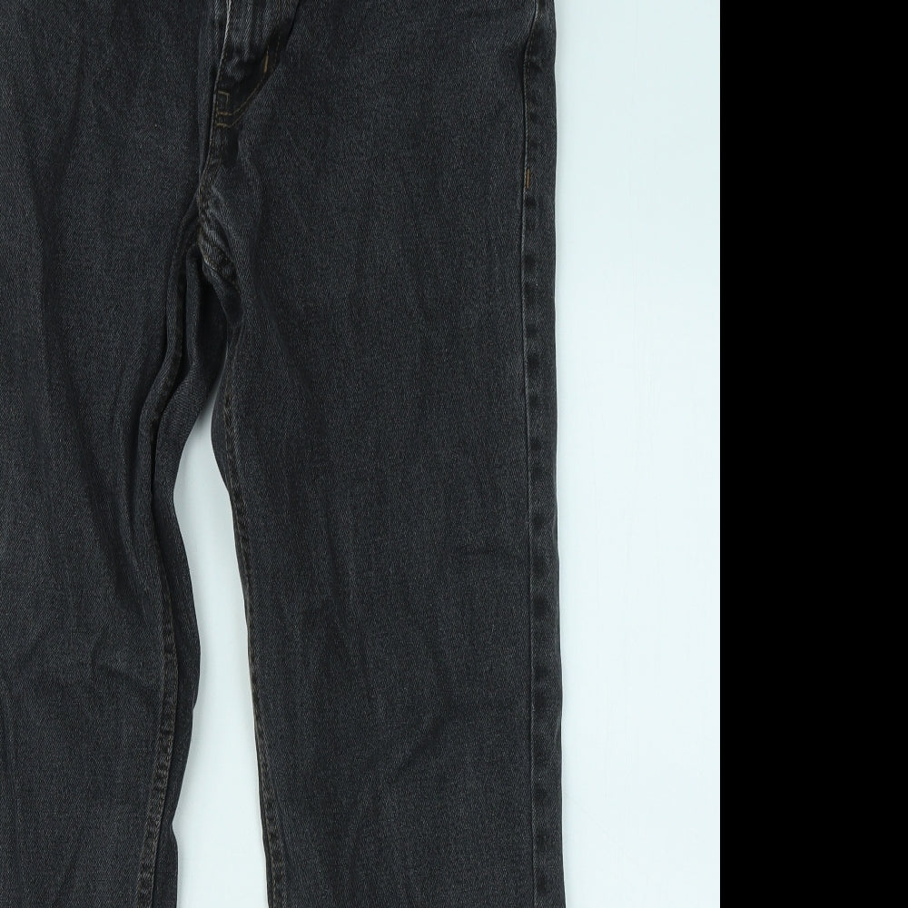 George Mens Black Cotton Straight Jeans Size 32 in L32 in Regular Zip
