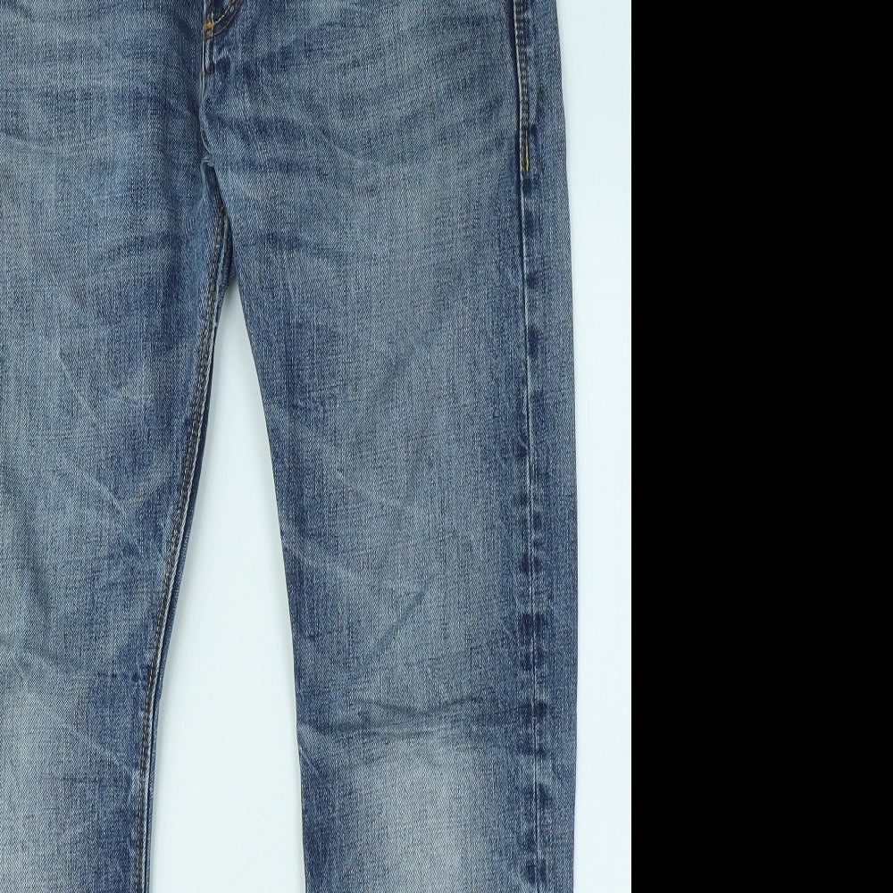 Superdry Mens Blue Cotton Straight Jeans Size 32 in L30 in Regular Zip