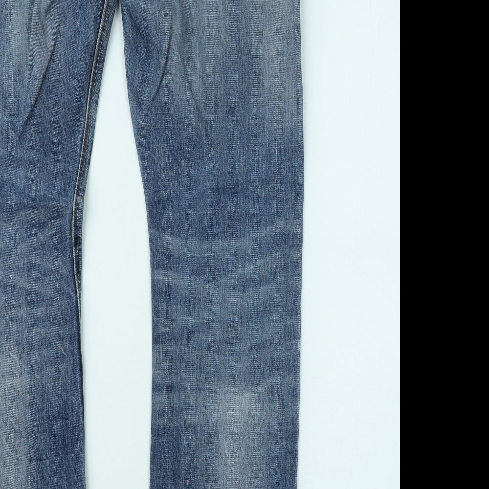 Superdry Mens Blue Cotton Straight Jeans Size 32 in L30 in Regular Zip