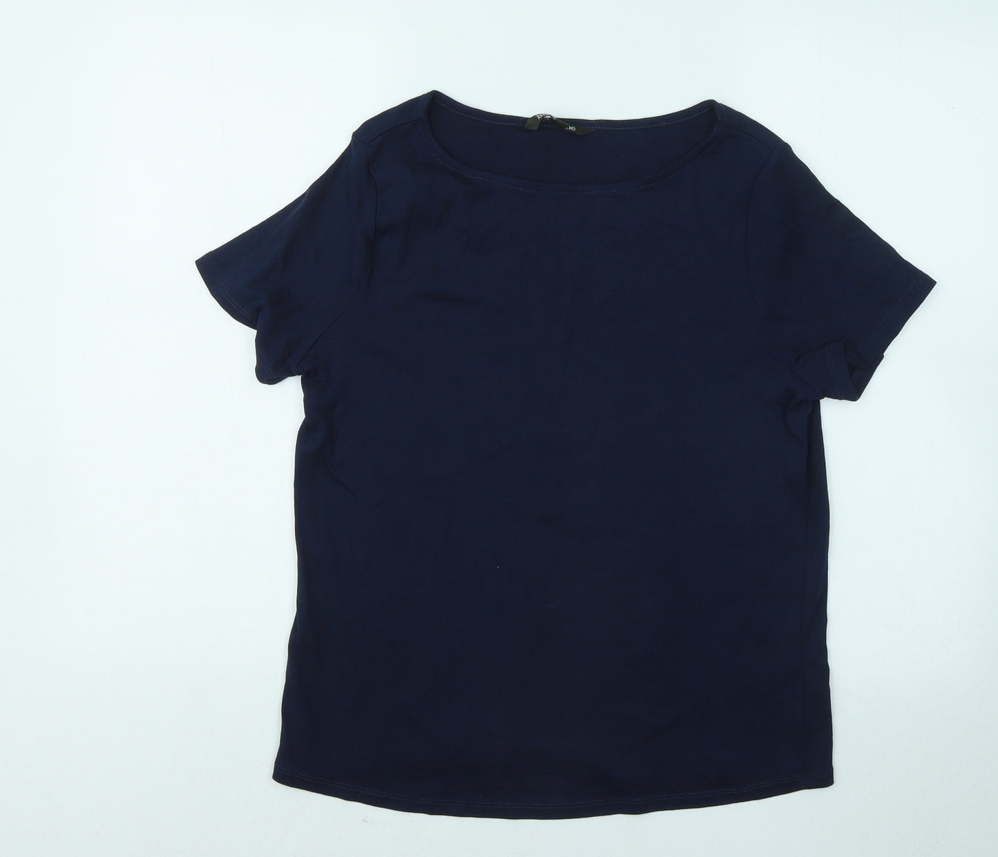 Bonmarché Womens Blue Cotton Basic T-Shirt Size 16 Round Neck