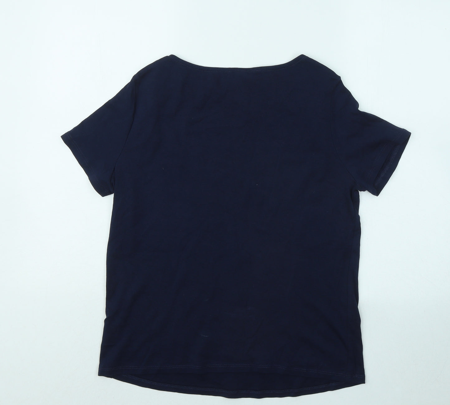 Bonmarché Womens Blue Cotton Basic T-Shirt Size 16 Round Neck
