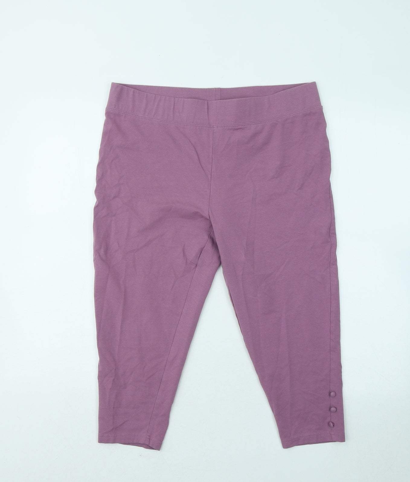 Bonmarché Womens Pink Cotton Cropped Trousers Size 16 L20 in Regular