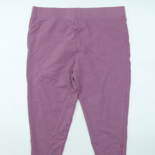 Bonmarché Womens Pink Cotton Cropped Trousers Size 16 L20 in Regular