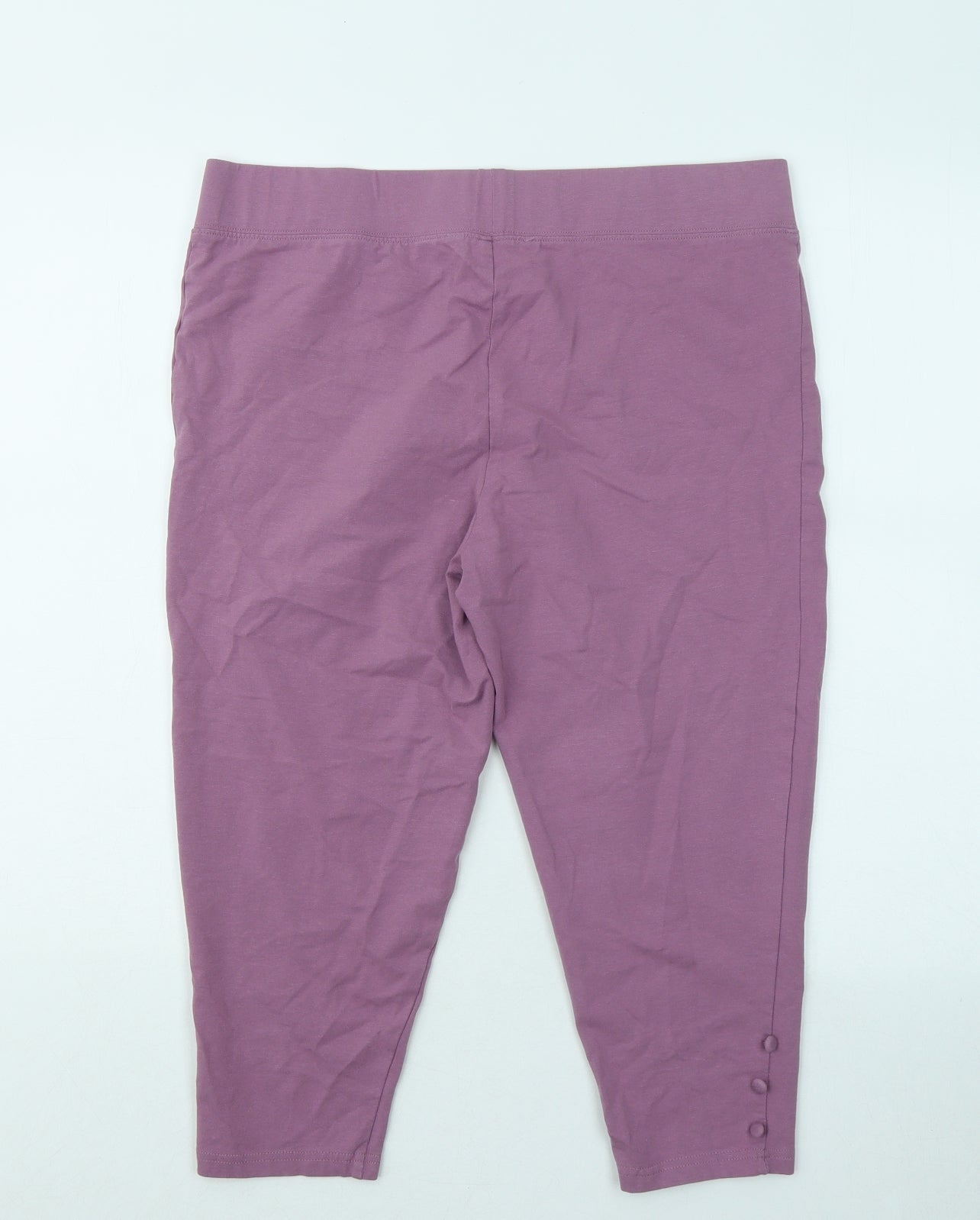 Bonmarché Womens Pink Cotton Cropped Trousers Size 16 L20 in Regular