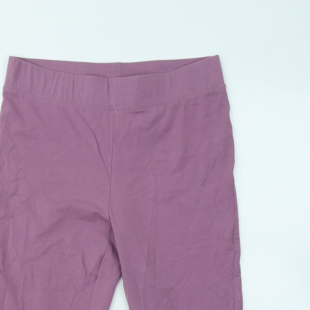 Bonmarché Womens Pink Cotton Cropped Trousers Size 16 L20 in Regular