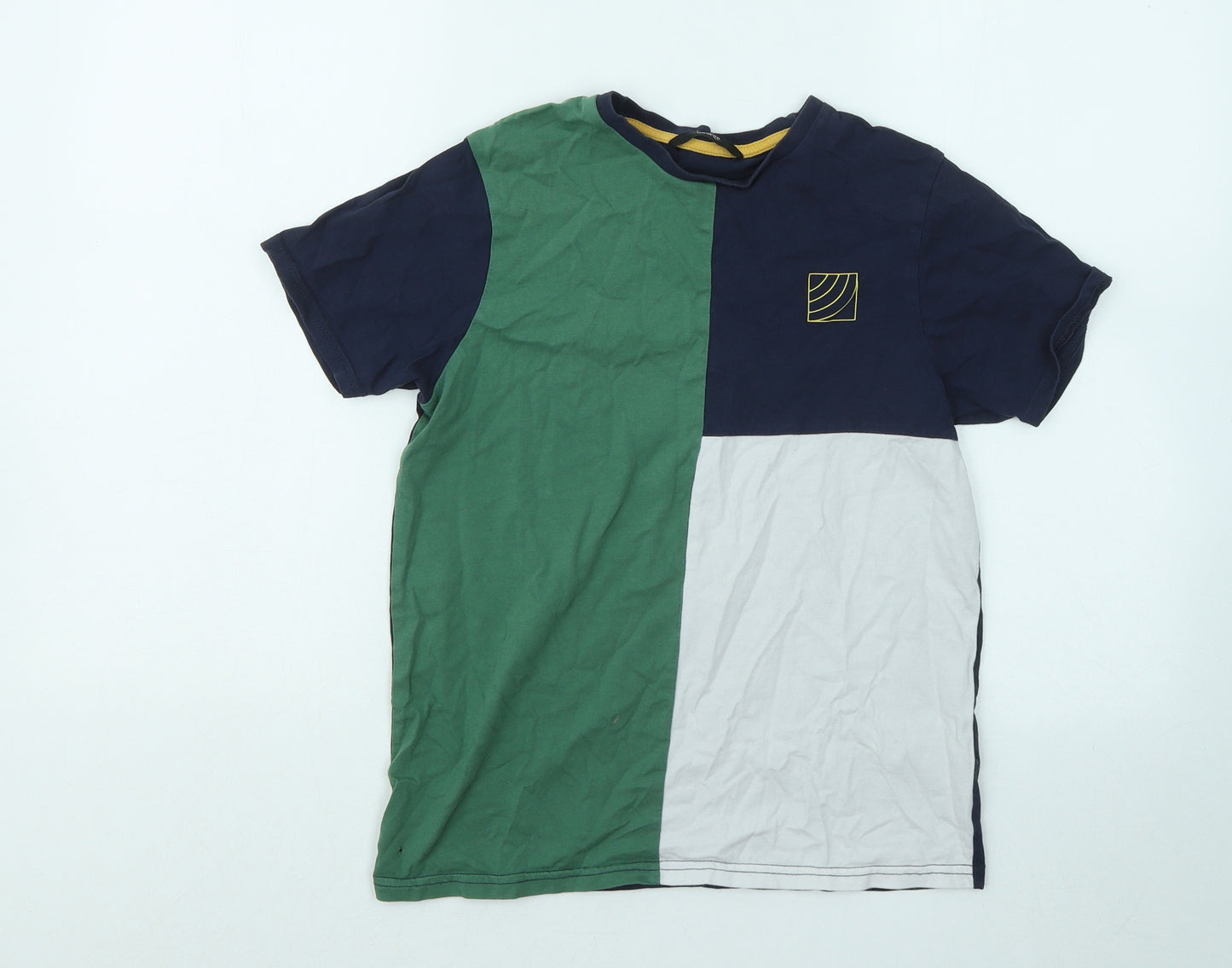 George Boys Multicoloured Colourblock Cotton Basic T-Shirt Size 11-12 Years Round Neck